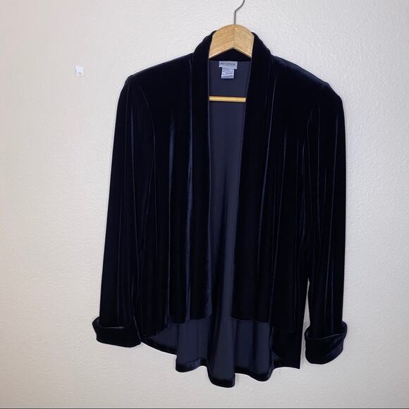 Metaphor Black Velvet Drape Open Cardigan Sz Small - Picture 4 of 12